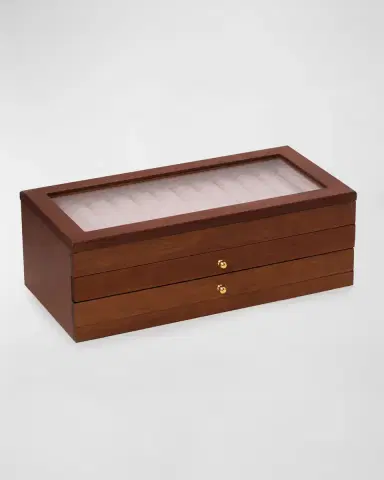 Bey-Berk Men 's 36-Pen Cherry Wood 3-Level Storage Case | Thumbnail 2