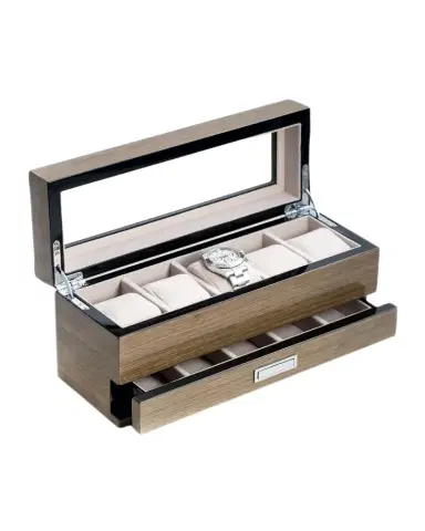 Bey-Berk Men's 5-Watch Lacquered Wood Storage Box | Thumbnail 1