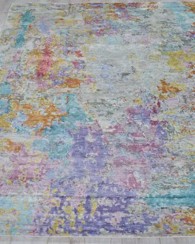 Exquisite Rugs Floor Art Hand-Knotted Ivory Multi Rug, 8 ' x 10 ' | Thumbnail 2 Exquisite Rugs Floor Art Hand-Knotted Ivory Multi Rug, 8 ' x 10 ' | Thumbnail 2