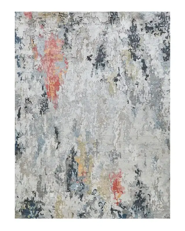 Exquisite Rugs Floor Art Hand-Knotted Silver & Gray Rug