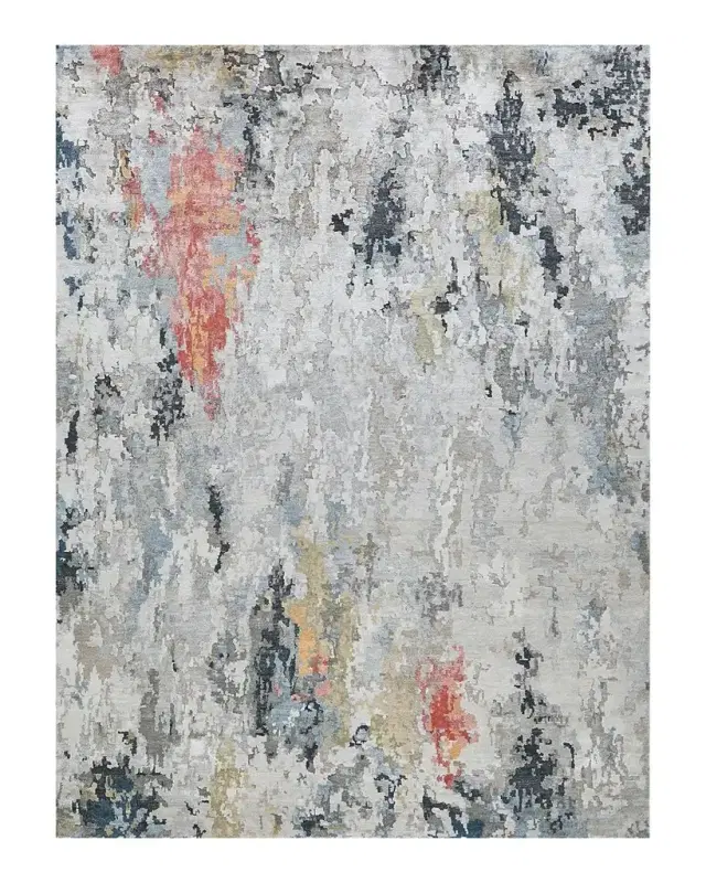 Exquisite Rugs Floor Art Hand-Knotted Silver & Gray Rug