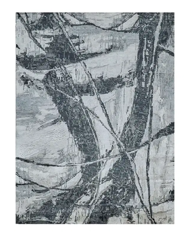 Exquisite Rugs Floor Art Hand-Knotted Dark Gray Rug