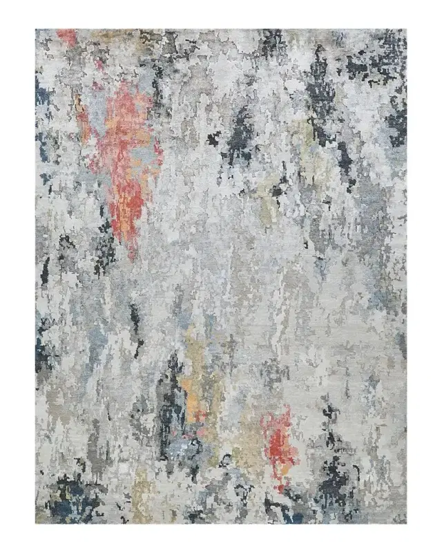 Exquisite Rugs Floor Art Hand-Knotted Silver & Gray Rug