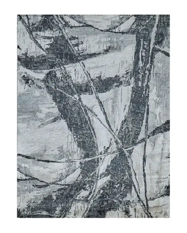 Exquisite Rugs Floor Art Hand-Knotted Dark Gray Rug