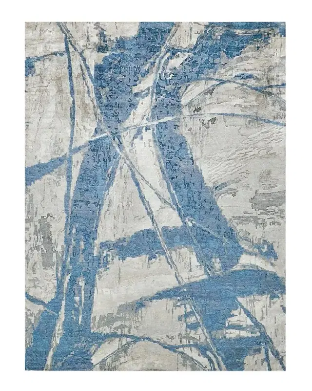 Exquisite Rugs Floor Art Hand-Knotted Light Blue Rug, 8 ' x 10 '