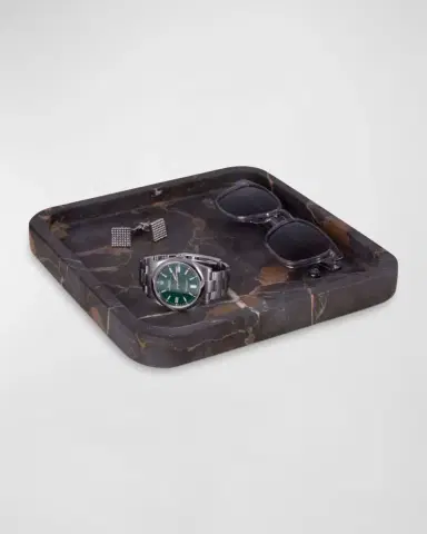 Bey-Berk Robbie Brown Emperador Marble Catchall Tray | Thumbnail 2