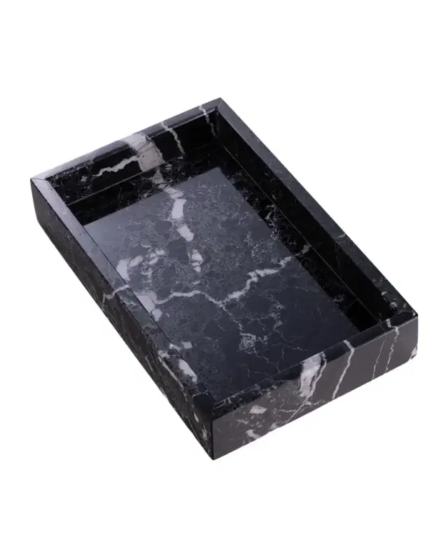 Bey-Berk Ezra Black Zebra Marble Towel Tray