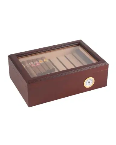 Bey-Berk Havana Wood 75-Cigar Humidor with Hygrometer | Thumbnail 1