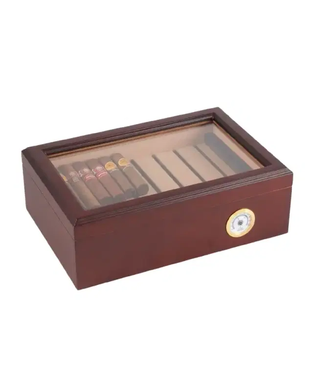 Bey-Berk Havana Wood 75-Cigar Humidor with Hygrometer