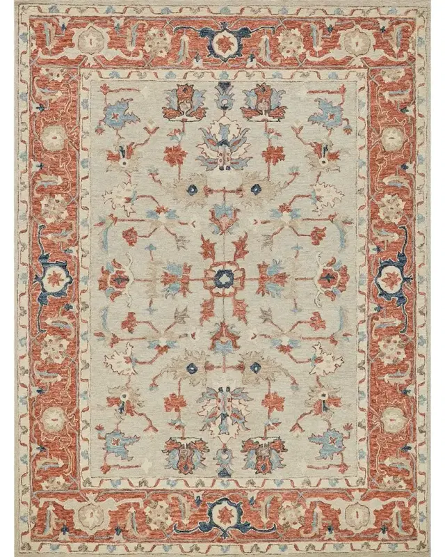 Exquisite Rugs Richmond Serapi Hand-Tufted Beige/Rust Rug, 9 ' x 12 '