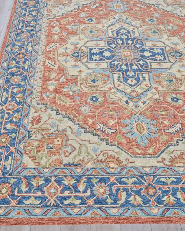 Exquisite Rugs Richmond Serapi Hand-Tufted Red/Blue Rug