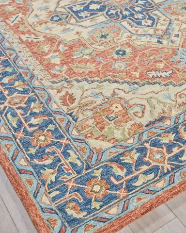 Exquisite Rugs Richmond Serapi Hand-Tufted Red/Blue Rug | Thumbnail 3