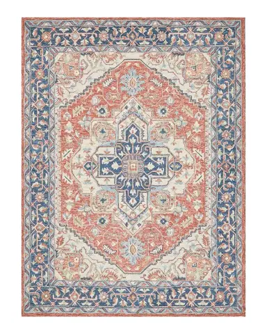 Exquisite Rugs Richmond Serapi Hand-Tufted Red/Blue Rug | Thumbnail 1
