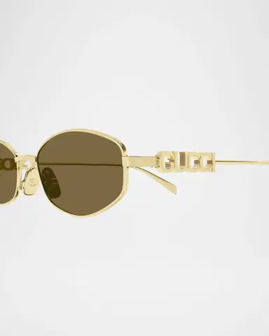 Gucci Logo Oval Metal Sunglasses | Thumbnail 2 Gucci Logo Oval Metal Sunglasses | Thumbnail 2