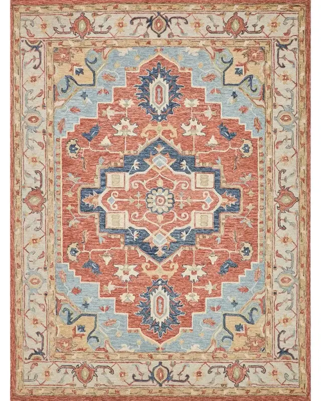 Exquisite Rugs Richmond Serapi Hand-Tufted Beige/Red Rug, 10 ' x 14 '