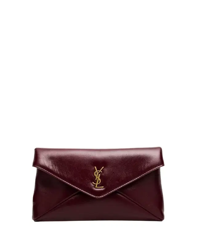 Cassandre Small YSL Pouch Bag in Shiny Calfskin Leather