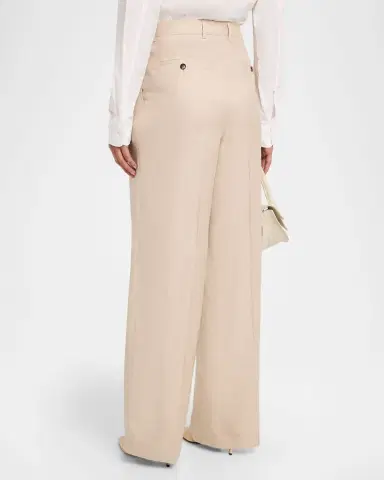 Kiton Pleated Wool-Silk Wide-Leg Pants | Thumbnail 3