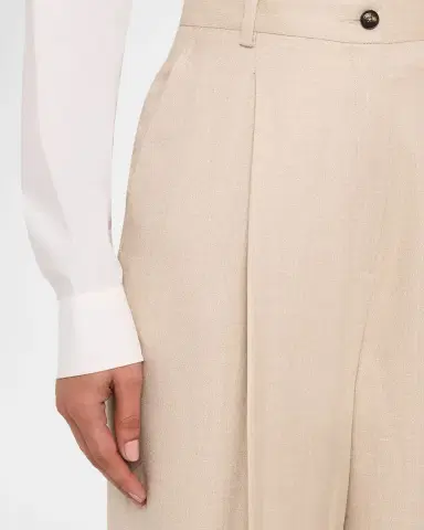 Kiton Pleated Wool-Silk Wide-Leg Pants | Thumbnail 6