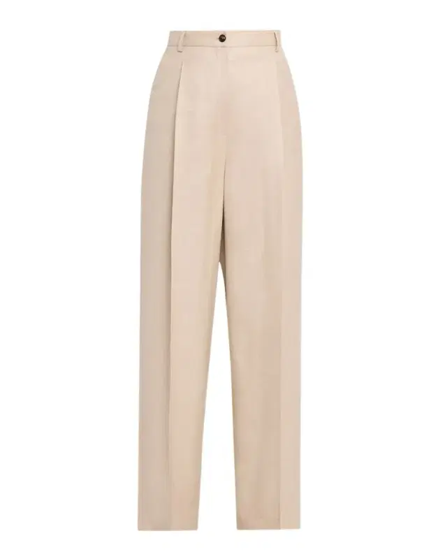 Pleated Wool-Silk Wide-Leg Pants