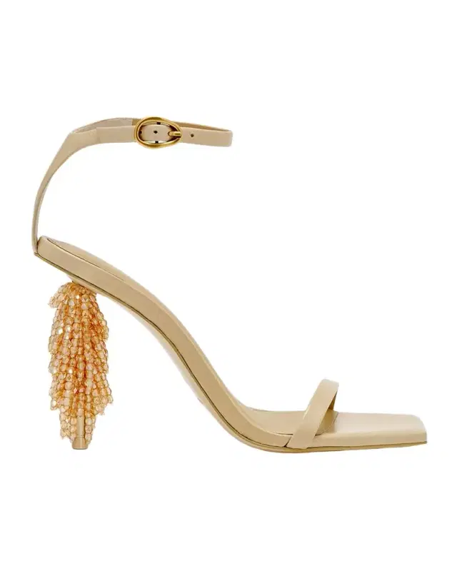 Sienna Embellished-Heel Leather Sandals