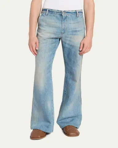 Amiri Men's Faded Denim Bootcut Jeans | Thumbnail 4 Amiri Men's Faded Denim Bootcut Jeans | Thumbnail 4