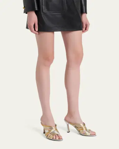 Bottega Veneta 90mm Rana Metallic Leather Tubular Mules | Thumbnail 2 Bottega Veneta 90mm Rana Metallic Leather Tubular Mules | Thumbnail 2