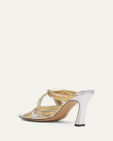 Bottega Veneta 90mm Rana Metallic Leather Tubular Mules | Thumbnail 4 Bottega Veneta 90mm Rana Metallic Leather Tubular Mules | Thumbnail 4