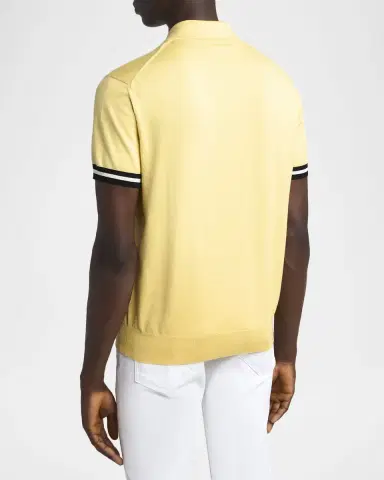 Tom Ford Men's Cotton and Silk Tipped Short-Sleeve Polo Sweater | Thumbnail 2 Tom Ford Men's Cotton and Silk Tipped Short-Sleeve Polo Sweater | Thumbnail 2