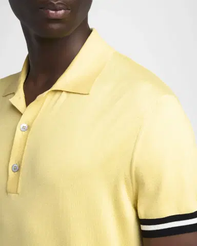 Tom Ford Men's Cotton and Silk Tipped Short-Sleeve Polo Sweater | Thumbnail 4 Tom Ford Men's Cotton and Silk Tipped Short-Sleeve Polo Sweater | Thumbnail 4