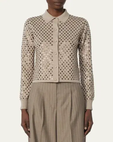 Max Mara Ragno Sequin-Embellished Wool Cardigan | Thumbnail 9 Max Mara Ragno Sequin-Embellished Wool Cardigan | Thumbnail 9