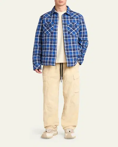 Moncler Grenoble Men's Plaid Snap-Front Shirt Jacket | Thumbnail 2