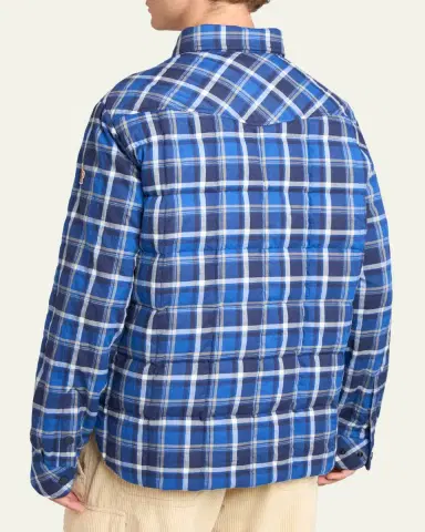 Moncler Grenoble Men's Plaid Snap-Front Shirt Jacket | Thumbnail 3