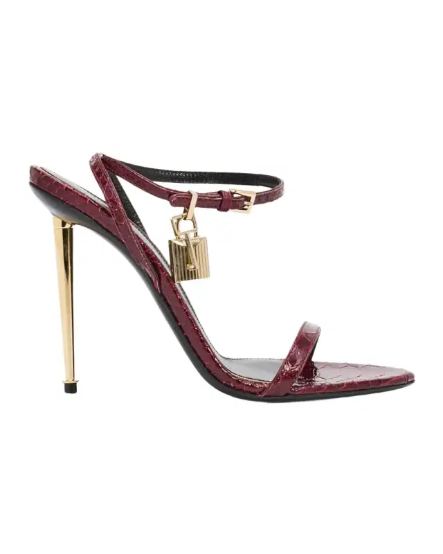 105mm Lock Embossed Leather Sandals