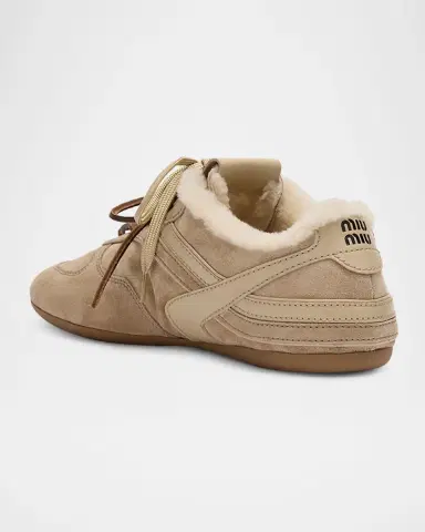 Miu Miu Gymnasium Suede and Shearling Low-Top Sneakers | Thumbnail 2 Miu Miu Gymnasium Suede and Shearling Low-Top Sneakers | Thumbnail 2