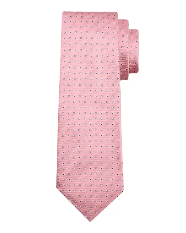 Kiton Men 's Micro-Geometric Silk 7-Fold Tie