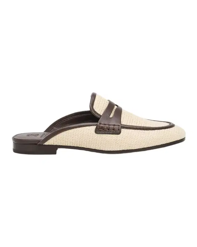 Micro Raffia and Leather Low-Top Sneakers