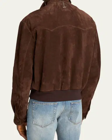 Alexander McQueen Men's Harrington Cropped Leather Bomber Jacket | Thumbnail 3 Alexander McQueen Men's Harrington Cropped Leather Bomber Jacket | Thumbnail 3
