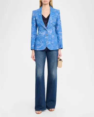 Etro Paisley Denim Jacquard Single-Breasted Jacket | Thumbnail 2 Etro Paisley Denim Jacquard Single-Breasted Jacket | Thumbnail 2