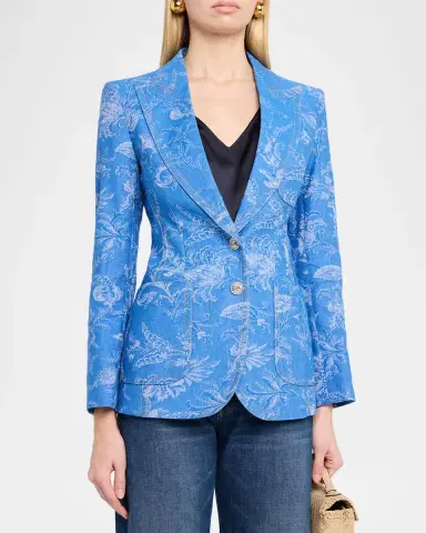 Etro Paisley Denim Jacquard Single-Breasted Jacket | Thumbnail 4 Etro Paisley Denim Jacquard Single-Breasted Jacket | Thumbnail 4
