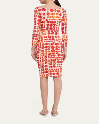 Chiara Boni La Petite Robe Floral V-Neck Long-Sleeve Side-Drape Dress | Thumbnail 3 Chiara Boni La Petite Robe Floral V-Neck Long-Sleeve Side-Drape Dress | Thumbnail 3