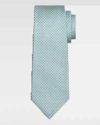 Kiton Men 's Micro-Geometric Silk 7-Fold Tie | Thumbnail 2 Kiton Men 's Micro-Geometric Silk 7-Fold Tie | Thumbnail 2