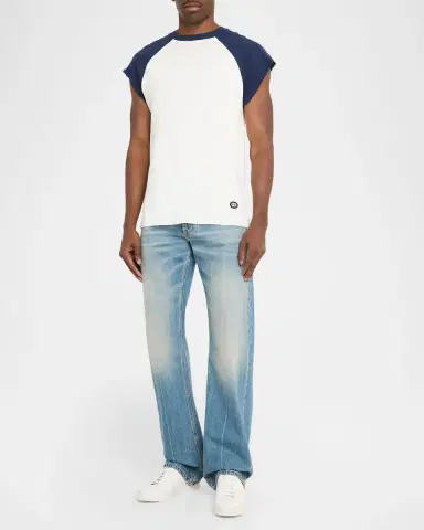 SIMKHAI Men's Reuben Cotton Contrast-Raglan T-Shirt | Thumbnail 2 SIMKHAI Men's Reuben Cotton Contrast-Raglan T-Shirt | Thumbnail 2