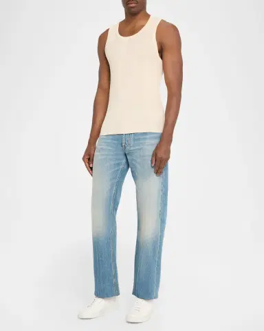 SIMKHAI Men's Elikai Ribbed Cotton Fitted Tank Top | Thumbnail 2