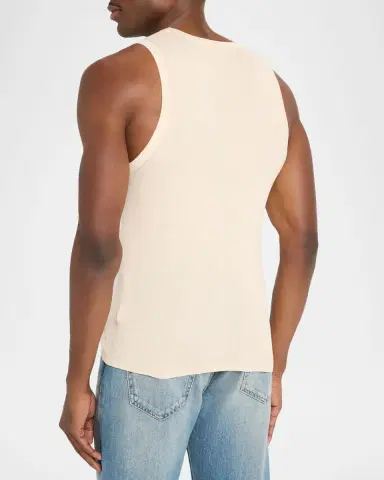 SIMKHAI Men's Elikai Ribbed Cotton Fitted Tank Top | Thumbnail 3