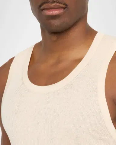 SIMKHAI Men's Elikai Ribbed Cotton Fitted Tank Top | Thumbnail 5