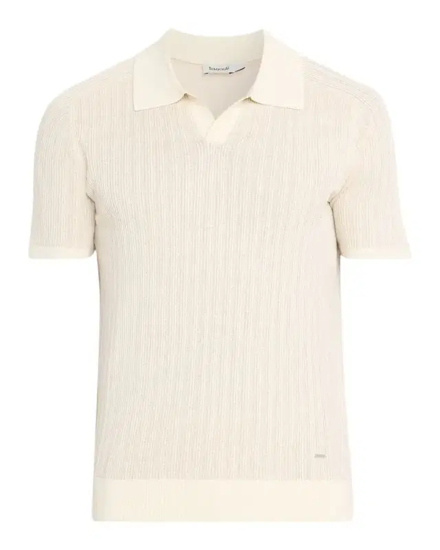Men 's Radcliff Cotton and Linen Knit Johnny Collar Polo Shirt