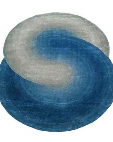 Exquisite Rugs Mitomo Hand-Tufted Navy & Gray Shaped Rug | Thumbnail 1 Exquisite Rugs Mitomo Hand-Tufted Navy & Gray Shaped Rug | Thumbnail 1