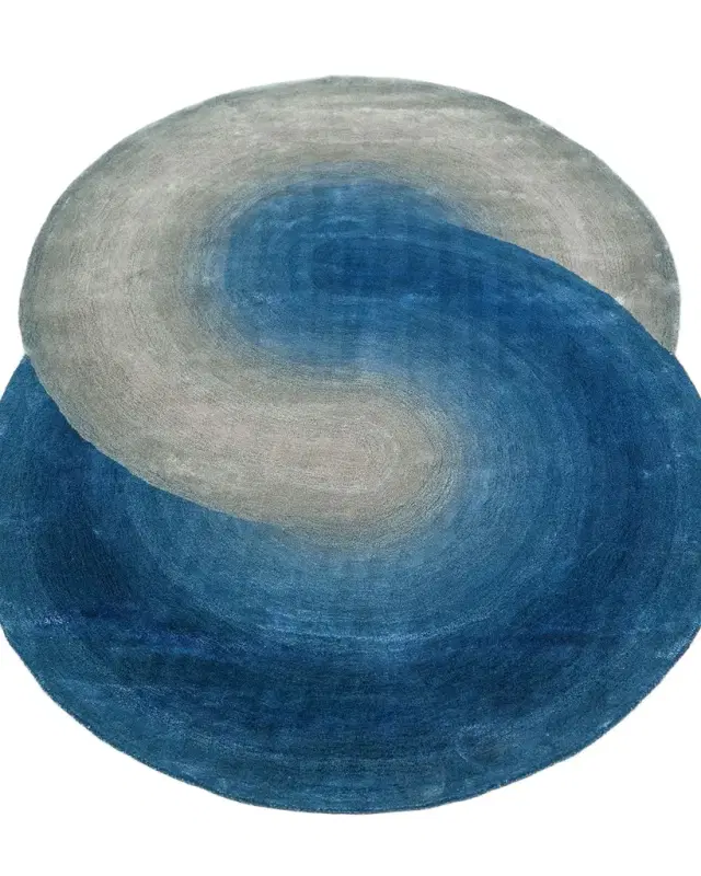 Exquisite Rugs Mitomo Hand-Tufted Navy & Gray Shaped Rug