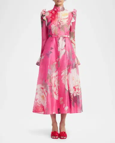 LEO LIN Katrina Floral-Print Ruffle Midi Dress | Thumbnail 2