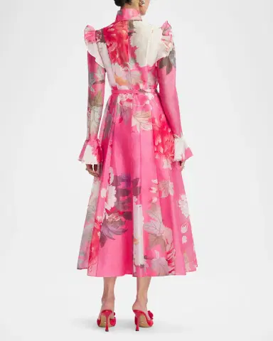 LEO LIN Katrina Floral-Print Ruffle Midi Dress | Thumbnail 3